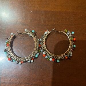 Colorful Beaded Hoop Earrings